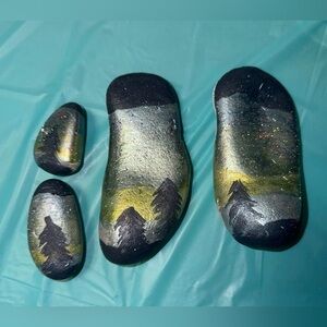 Simple Painted Rock Set of the Sky with Trees (if you want one or two just ask)